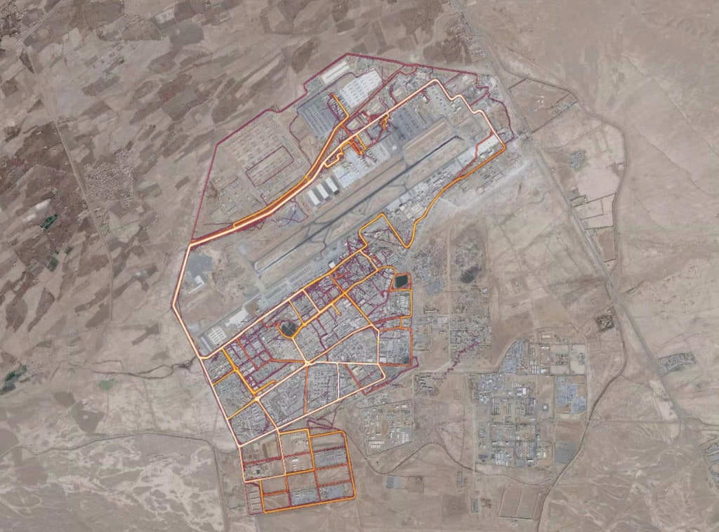 Военная база США в Кандагаре, карта: Strava
