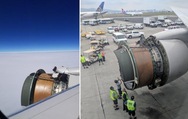 У самолета United Airlines прямо в воздухе начала отваливаться обшивка