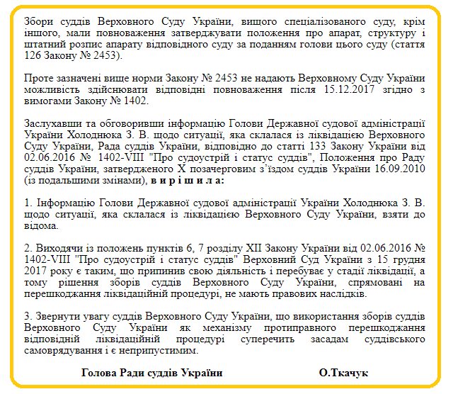 Фото: Рішення Ради суддів України