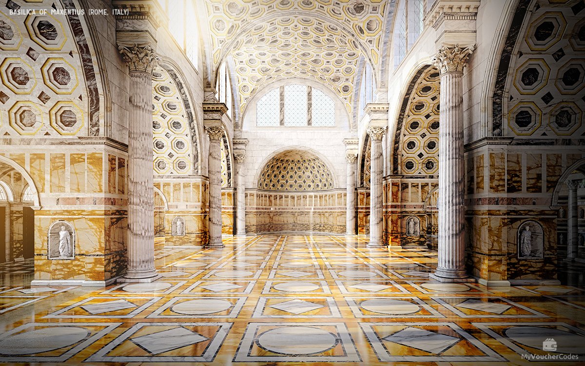 Фото: Крупнейшее здание Римского форума - базилика Максенция и Константина, Рим, Италия