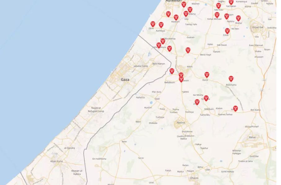 Города в Израиле, в которых сегодня объявили сигналы воздушной тревоги, фото - jpost.com