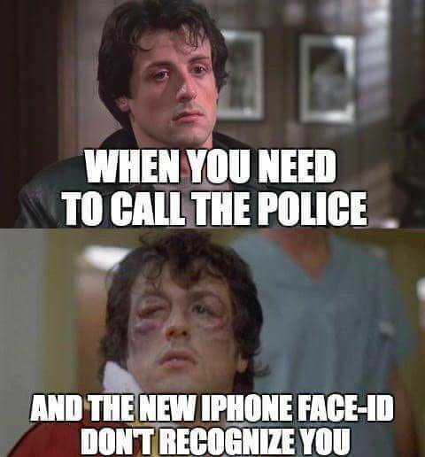 Фото: "Когда хочешь позвонить в полицию, но функция распознавания лиц iPhone тебя не узнает"