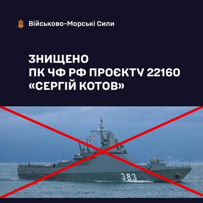 Уничтоженный «Сергей Котов» был самым современным патрульным кораблем рф — ВМС