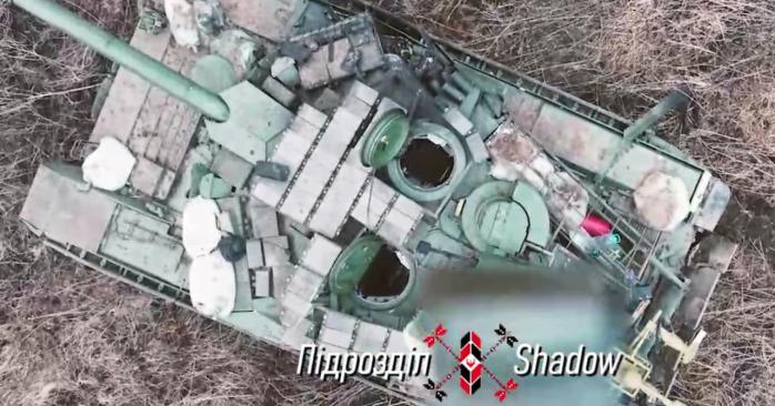 Украинский Mavic испепелил российский танк «Прорыв». Скриншот с видео