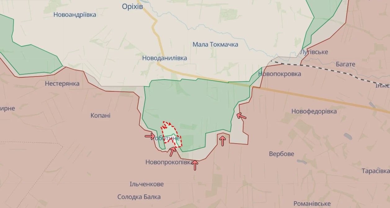 Сили оборони півдня спростували інформацію про захід росіян у Роботине, мапа — DeepState.