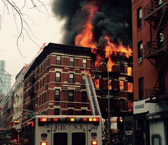 Пожар разрушил несколько домов на Манхэттене. Фото The New York Times