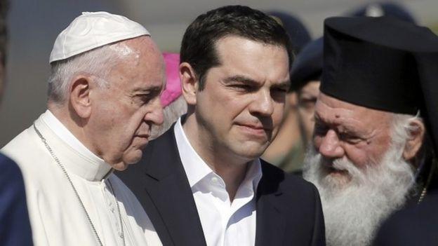 Папа Римский посетил лагерь беженцев на греческом острове Лесбос