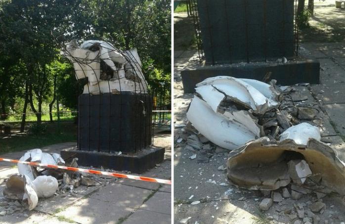 Опубликованы фото взорванного памятника Ленина в оккупированной Макеевке