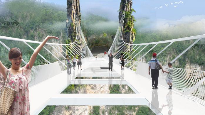 В Китае построили стеклянный мост длиной 300 метров (ВИДЕО)