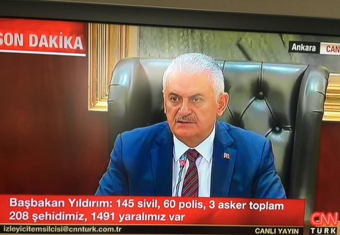 Під час спроби військового перевороту загинуло 208 осіб — прем’єр Туреччини