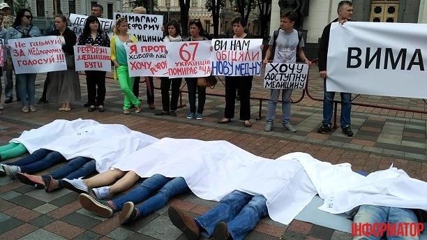 «Година смерті» під Радою: активісти вимагали прискорення медреформи (ФОТО)