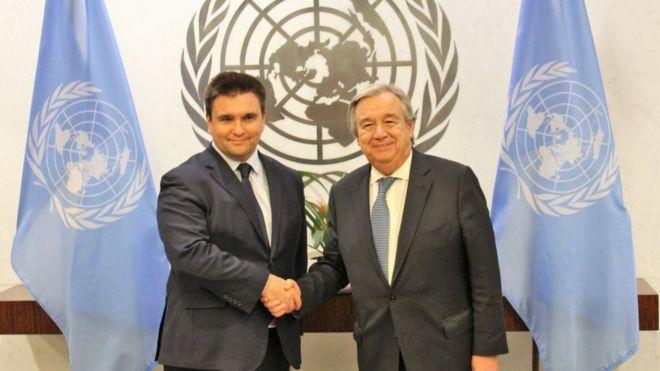 Клімкін та Гутерріш. Фото: UKR Mission to UN/Twitter 
