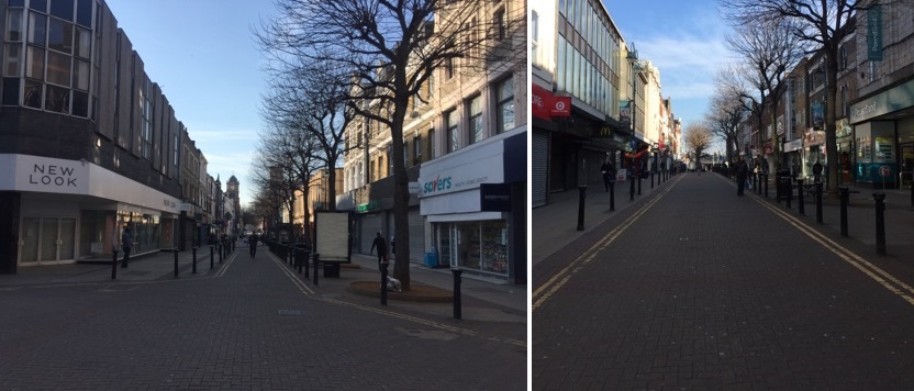 Улицы пустого города в Британии во время пандемии коронавируса
