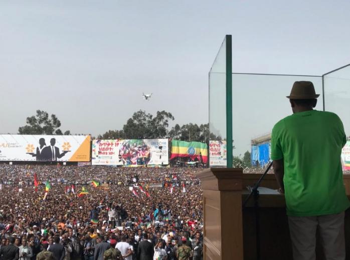 Выступление премьера в Аддис-Абебе. Фото: Twitter