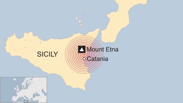 Епіцентр землетрусу, карта: BBC