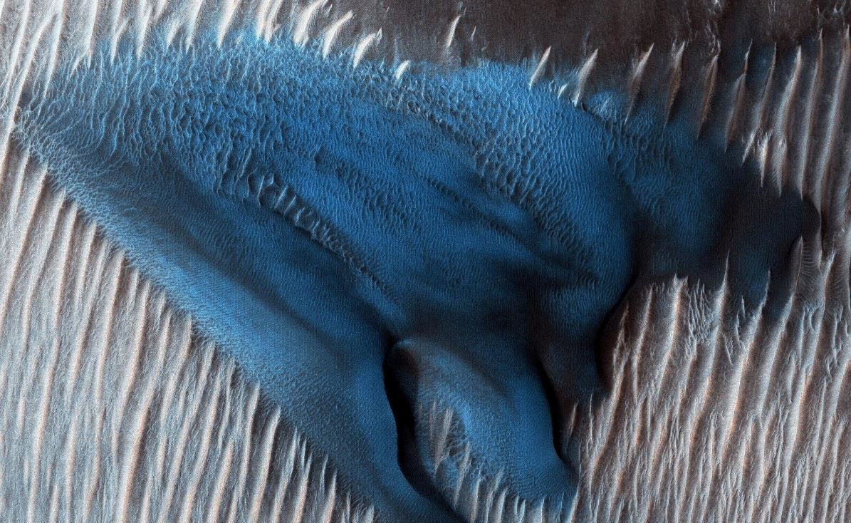 Дюны на Марсе. Изображение получено орбитальным разведчиком NASA 26 сентября 2018 года