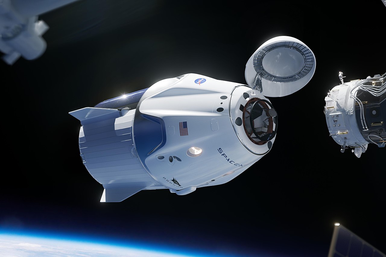 Crew Dragon наближається до МКС, комп’ютерна графіка, фото: «Вікіпедія»