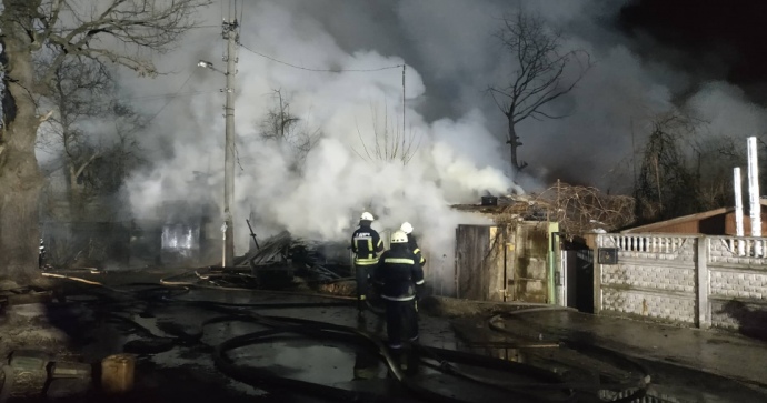 Пожар в частном секторе в Киеве