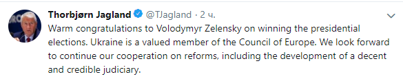 Генсекретарь Совета Европы поддержал Зеленского. Фото: twitter