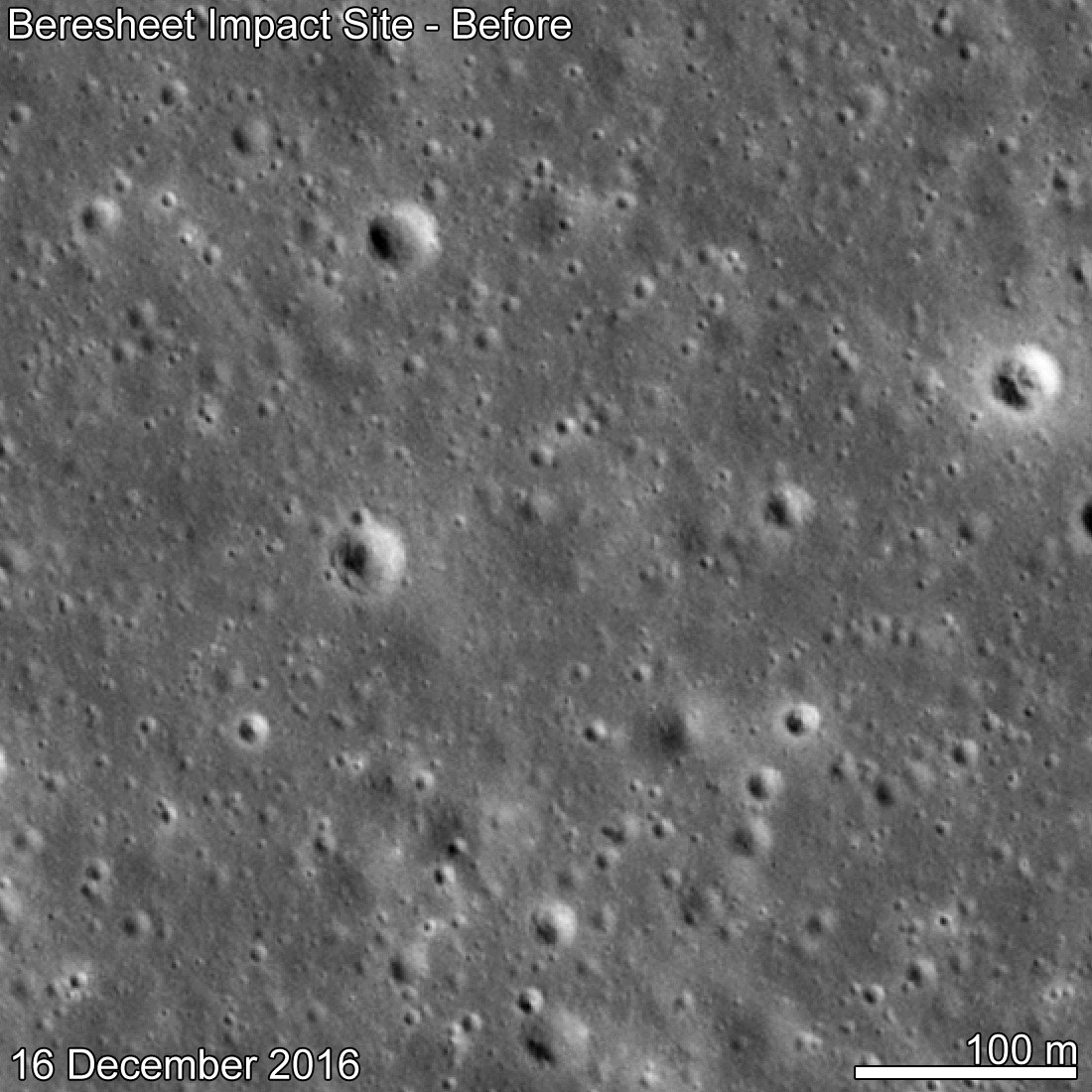 Місце падіння космічного апарату Beresheet, фото: NASA