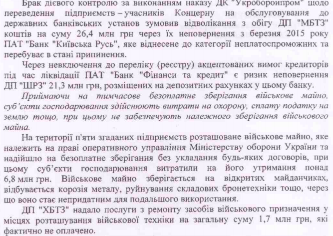Витяг із листа аудиторів. Фото: Економічна правда