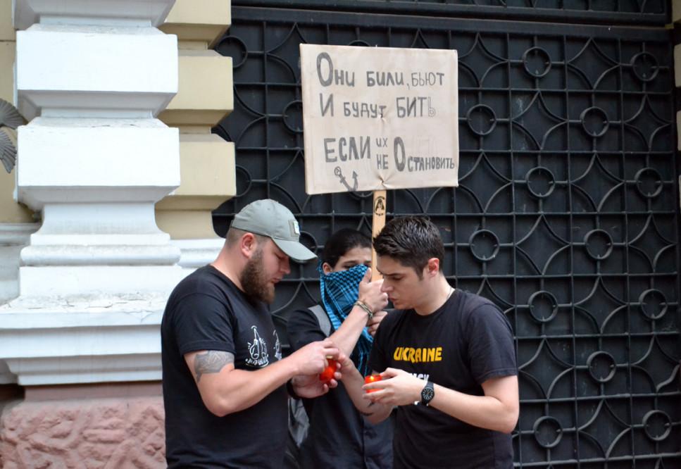 Під час мітингу за відставку Арсена Авакова, фото: «Думская»