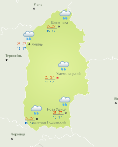 Прогноз погоди у Хмельницькій області 6 червня. Фото: Укргідрометцентр