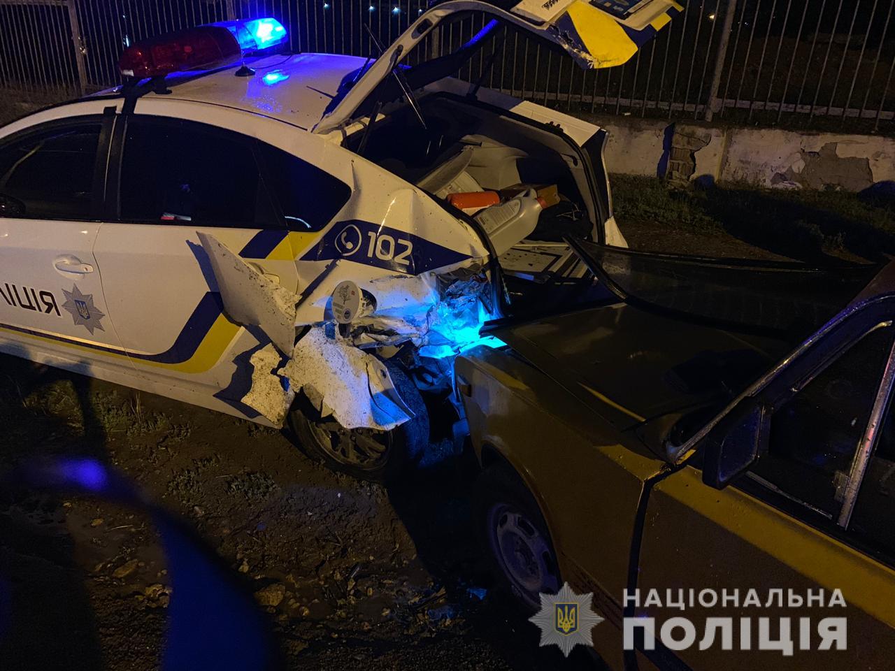 ДТП с полицейским автомобилем произошло в Одесской области, ранен патрульный. Фото: Нацполиция