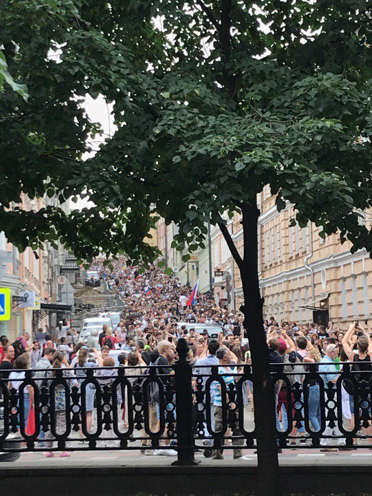 Задержания на акции в Москве. Фото: Лентач в Facebook