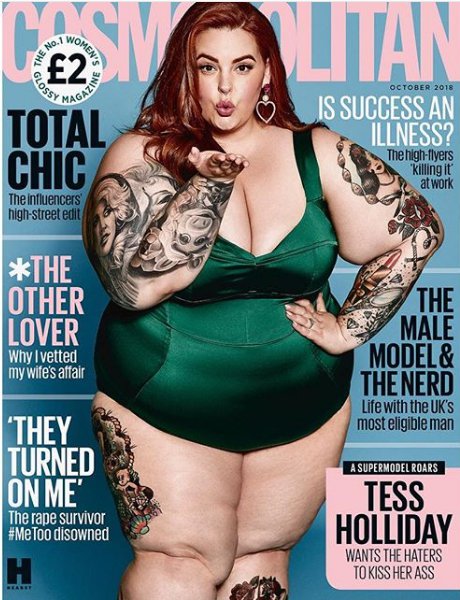 Новости моды: конкурс на лучшую обложку Cosmopolitan выиграло фото со 150-килограммовой моделью, фото — Instagram Т. Холлидей