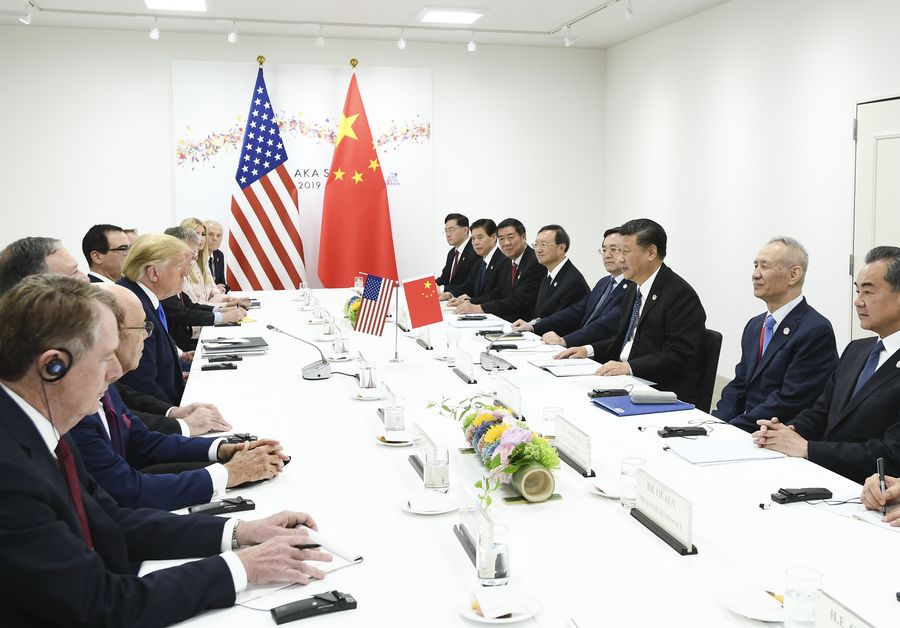 Встреча Трампа и Си Цзиньпина в Осаке. Фото: China Xinhua News в Twitter