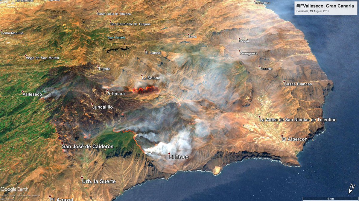 Лесные пожары на Канарах: 9 тыс. человек эвакуированы. Фото: Copernicus EMS