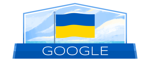 Праздничный doodle ко Дню независимости Украины, скриншот — Гугл