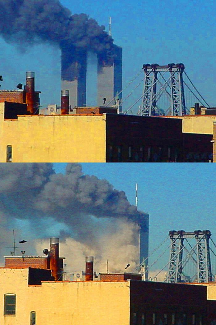 Падение башен-близнецов, фото: «Википедия»