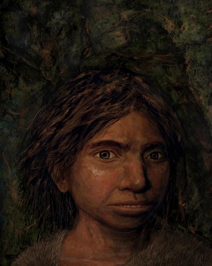 Портрет неповнолітньої денисівської жінки, створений на основі скелетного профілю, реконструйованого з ДНК, фото: Мааян Харел