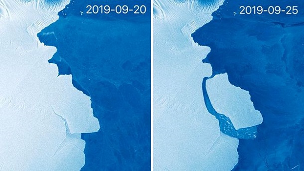 От Антарктиды откололся айсберг весом 315 ​млрд ​тонн и размером в два Киева. Фото: ВВС