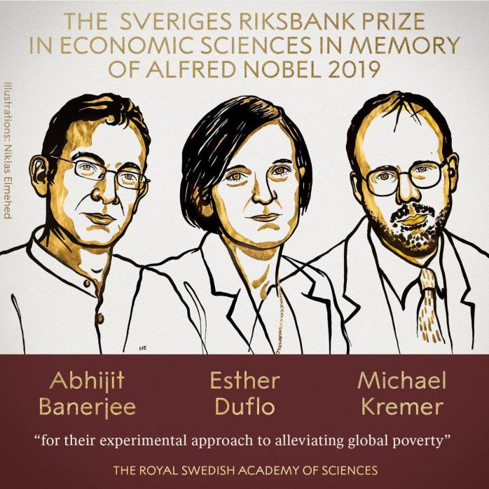 Нобелівську премію з економіки вручили вченим за експериментальний підхід до зменшення глобальної бідності. Фото: Twitter