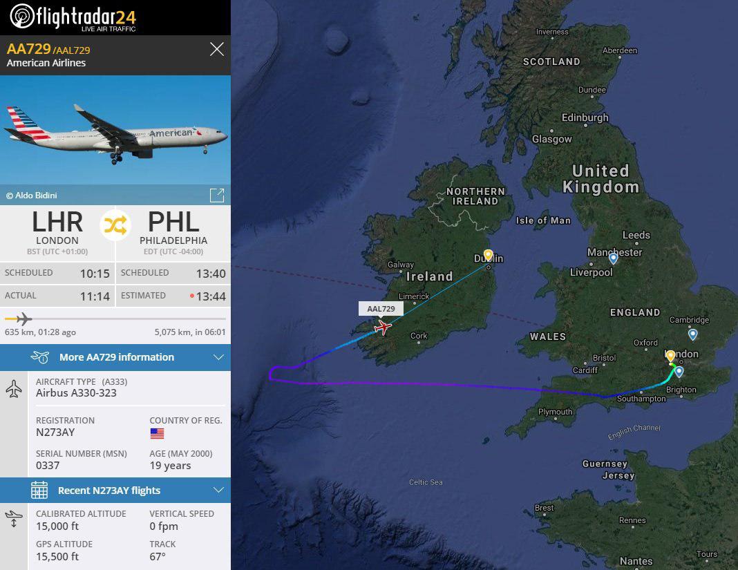 Літак із Британії не долетів до США: двоє членів екіпажу знепритомніли. Фото: Telegram