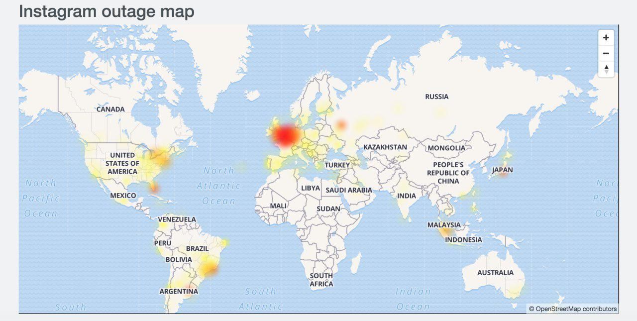 Instagram не работает: сбой фиксируют во всем мире, карта — Downdetector