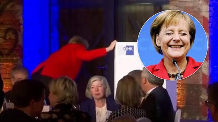Падение Меркель: видео конфуза, фото — скриншот видео