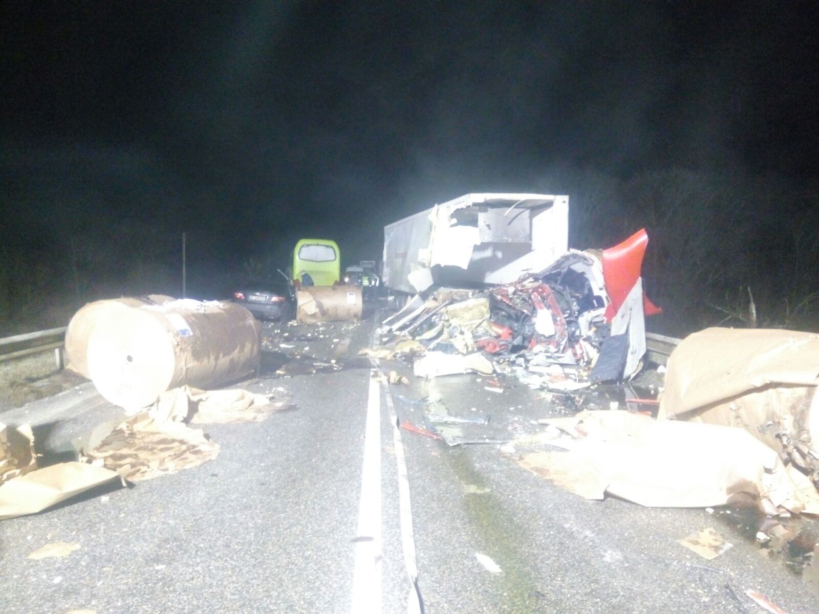 ДТП на Чернігівщині: зіткнулись вантажівка та пасажирський автобус, є загиблі, фото: ДСНС 