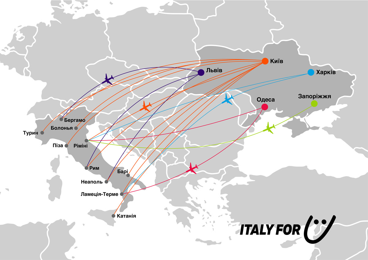 SkyUp запустить шість нових маршрутів до Італії. Інфографіка: SkyUp