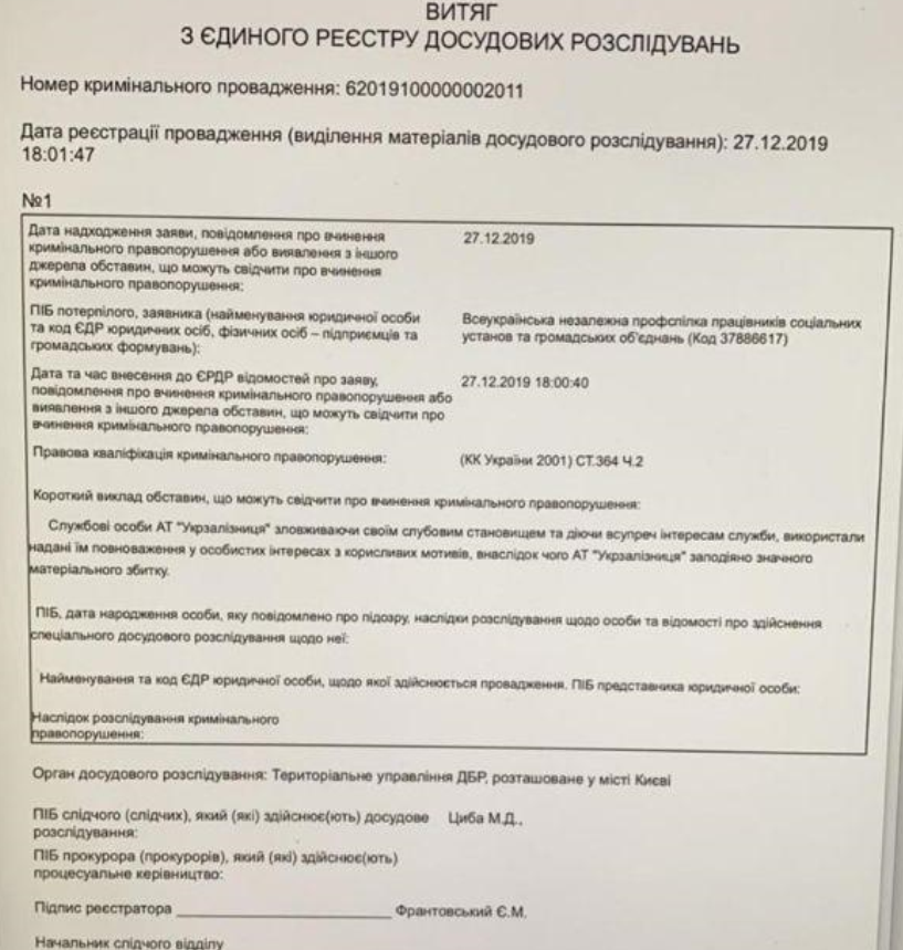 На главу «Укрзалізниці» Кравцова відкрили провадження, фото: «UN - сливи та груші»