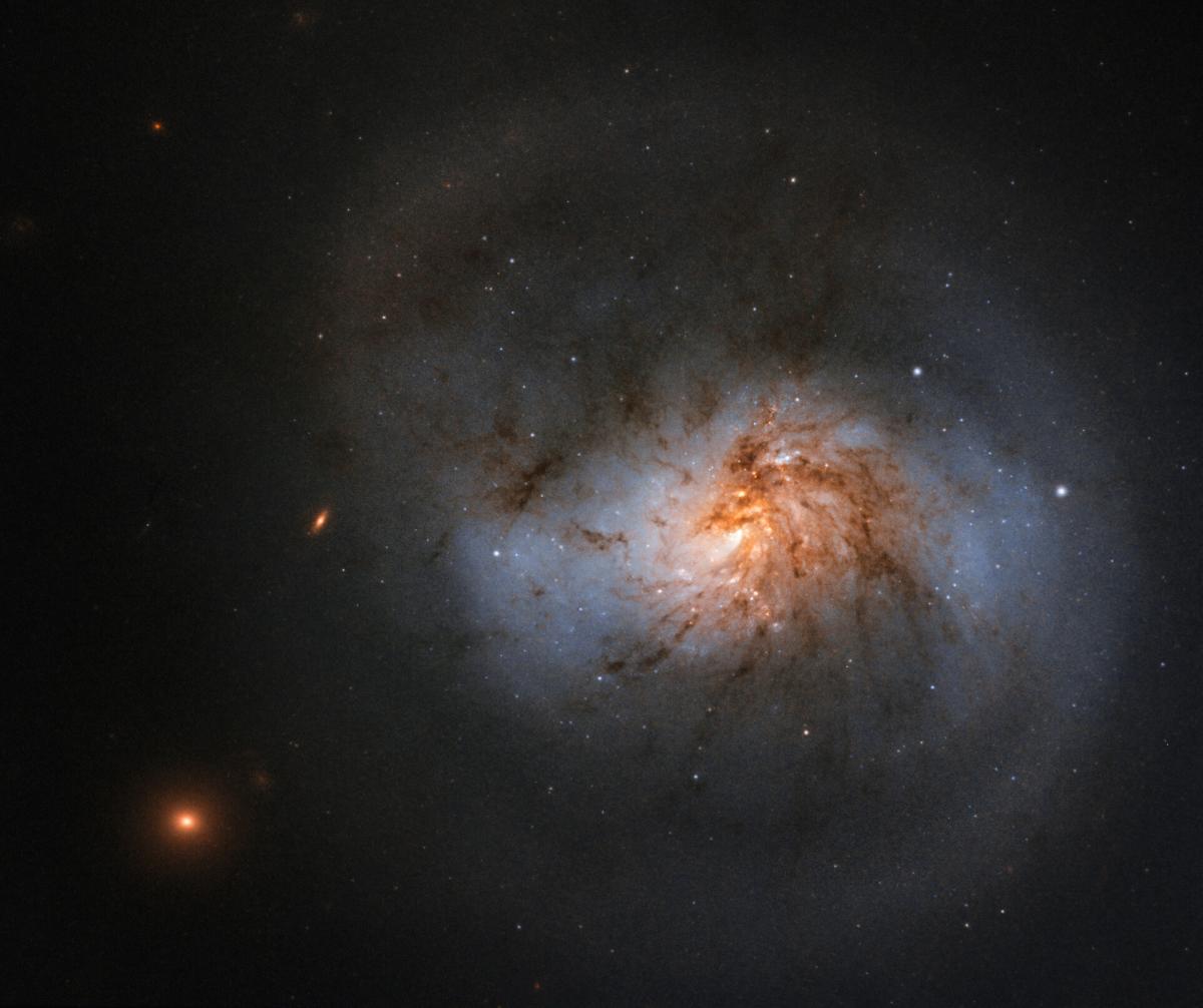 Hubble зафиксировал спиральную галактику с перемычкой, фото: NASA