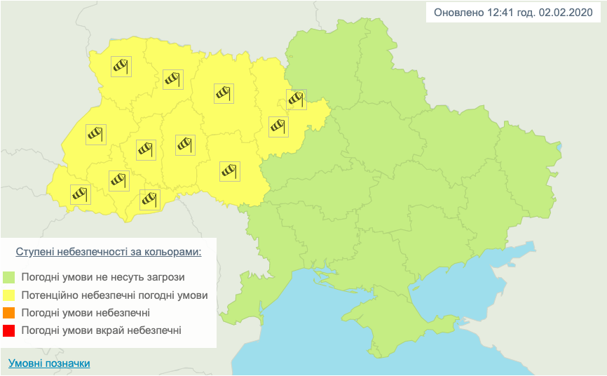 Синоптики попереджають про сильний вітер в Києві. Карта: Укргідрометцентр