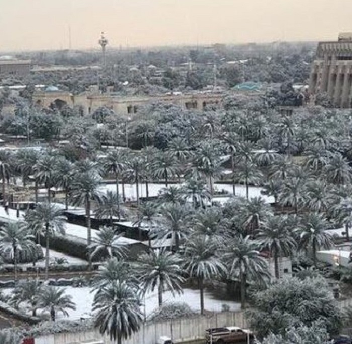 Снігопад у Багдаді: в іракському місті засніжило вдруге за 100 років / Фото: Твіттер