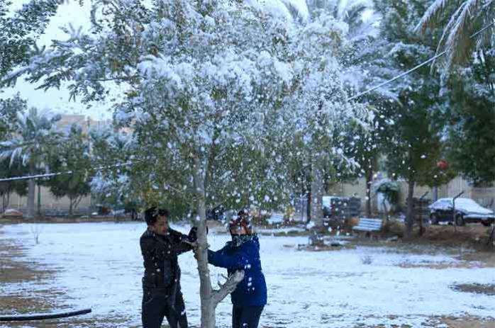 Снегопад в Багдаде: второй раз за 100 лет жители иракского города играли в снежки