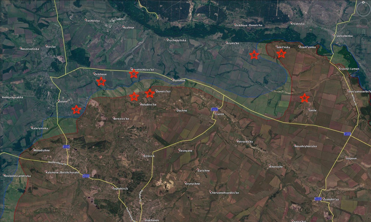 Места обстрелов украинских позиций. Карта: АМБ