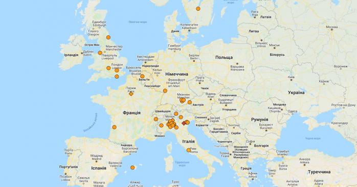 Коронавірус стрімко поширюється Європою. Фото: google.com/maps