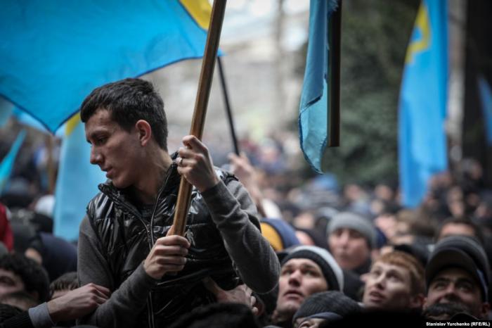 Під час мітингу в Криму 26 лютого 2014 року, фото: Станіслав Юрченко